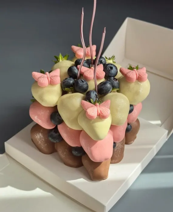 Бенто торт з полуниці в шоколаді - CHOCOBOX