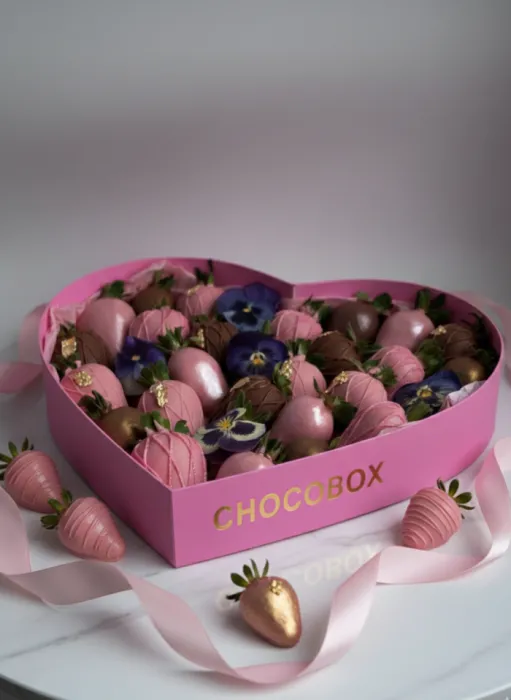 Бокс - серце з полуницею в шоколаді - CHOCOBOX