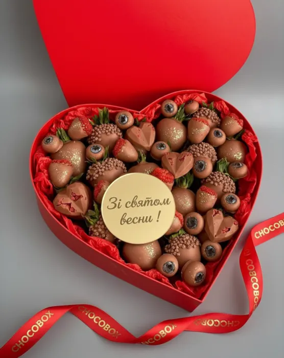 Бокс - серце з полуницею в шоколаді - CHOCOBOX