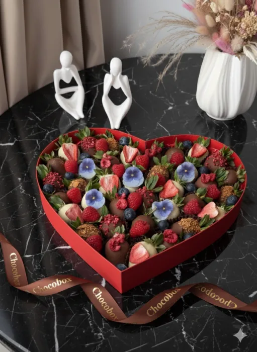 Бокс - серце з полуницею в шоколаді - CHOCOBOX