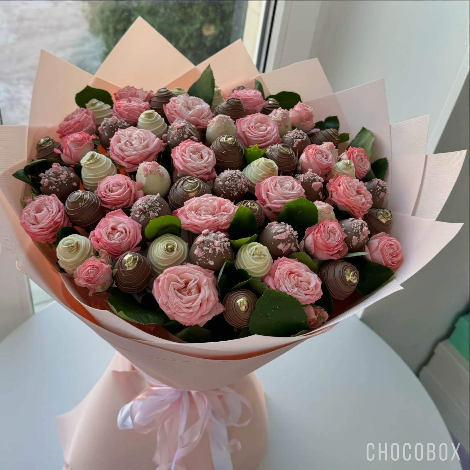 Букет из клубники в шоколаде и цветами - CHOCOBOX